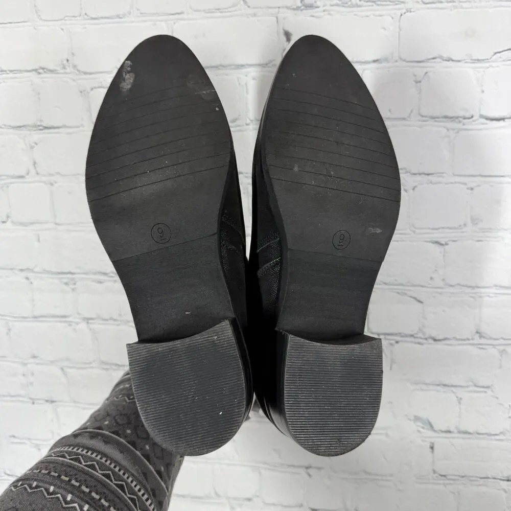 Corkys Boutique Western Ankle Booties Women Size 9 Black Side Zip Block Heel